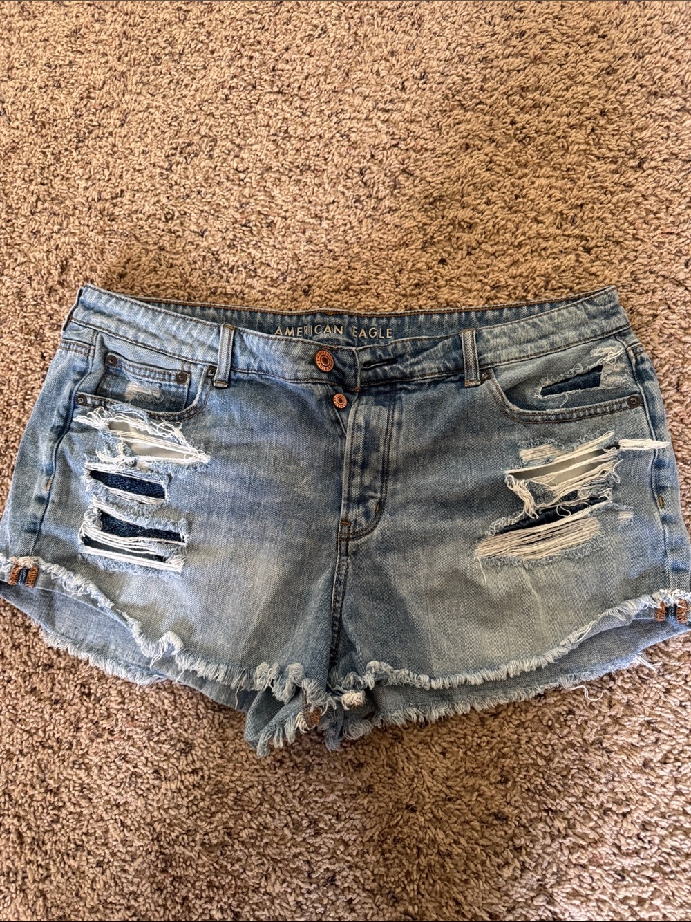 American Eagle Outfitters Light Wash Distressed Jean Shorts